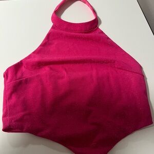 Women’s cropped halter bright pink